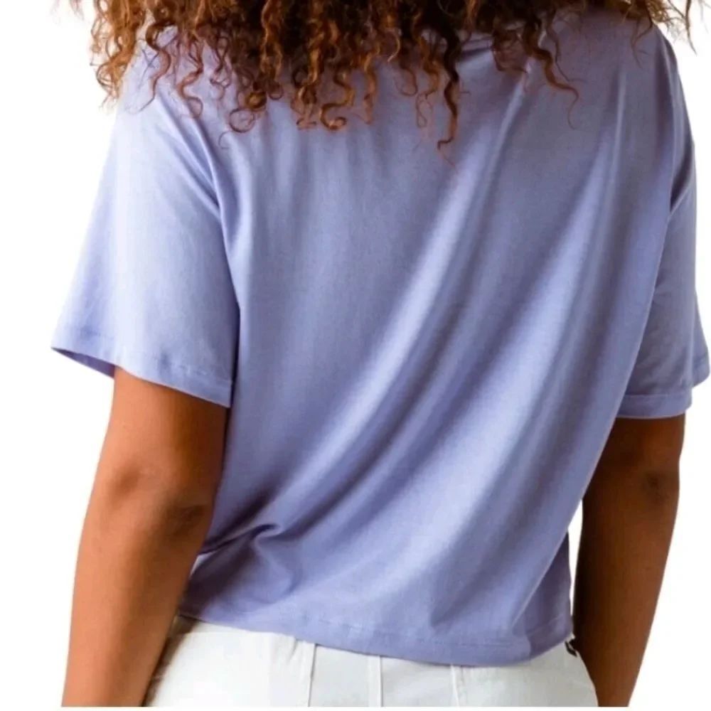 The North Face M Lavender Sweet  Half Dome Cropped ShrtSlv Logo Women's T-Shirt - Picture 6 of 7